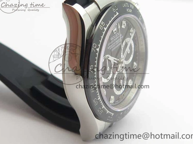 MiroTime 0316 SmartChoice Daytona 116519LN JH Best Edition Black Dial Crystal Markers On Rubber Strap A4130 (Free XS Rubber Strap) 3558